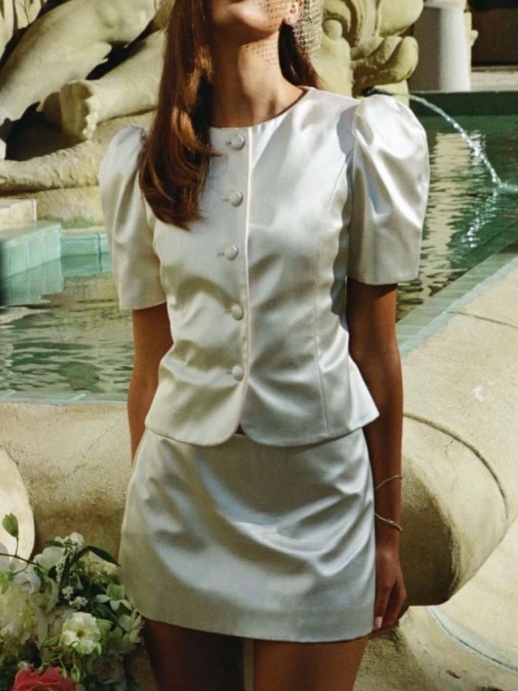 Reformation Mika Ivory Two-Piece Skirt Set
